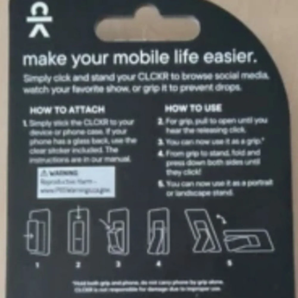 ClCKR Stand Grip Strap Kickstand Universal Phone Holder BLACK